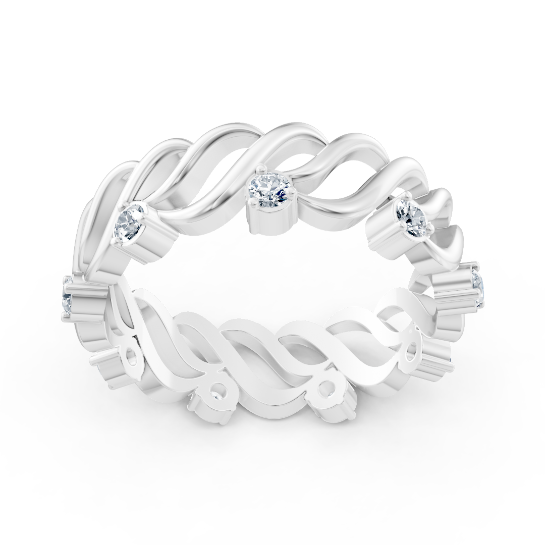 Bague en or blanc 14 carats avec diamants « Vague de grâce »