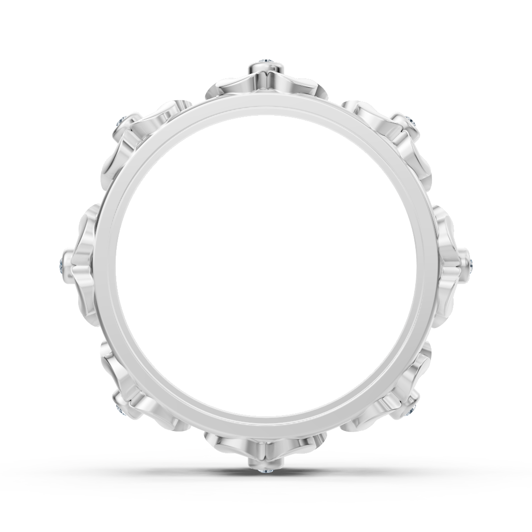Bague de promesse en or blanc 14 carats avec diamants et fleur