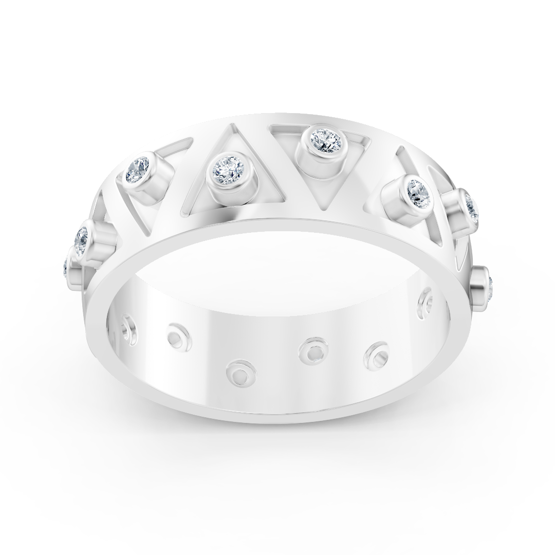 Bague Birgie en or blanc 14 carats avec diamants en zigzag - Modern Swing