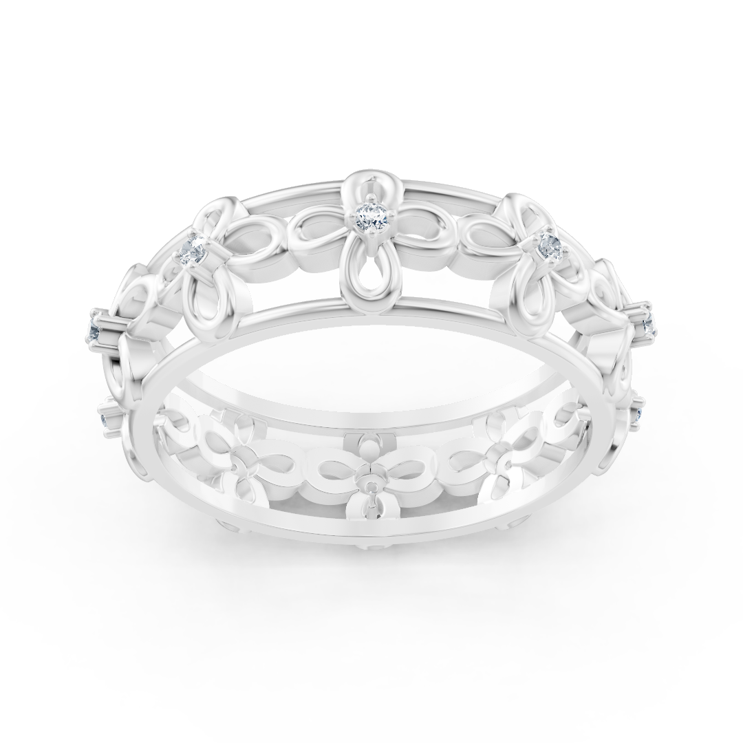 Bague élégante en or blanc avec diamants ronds en forme de griffes