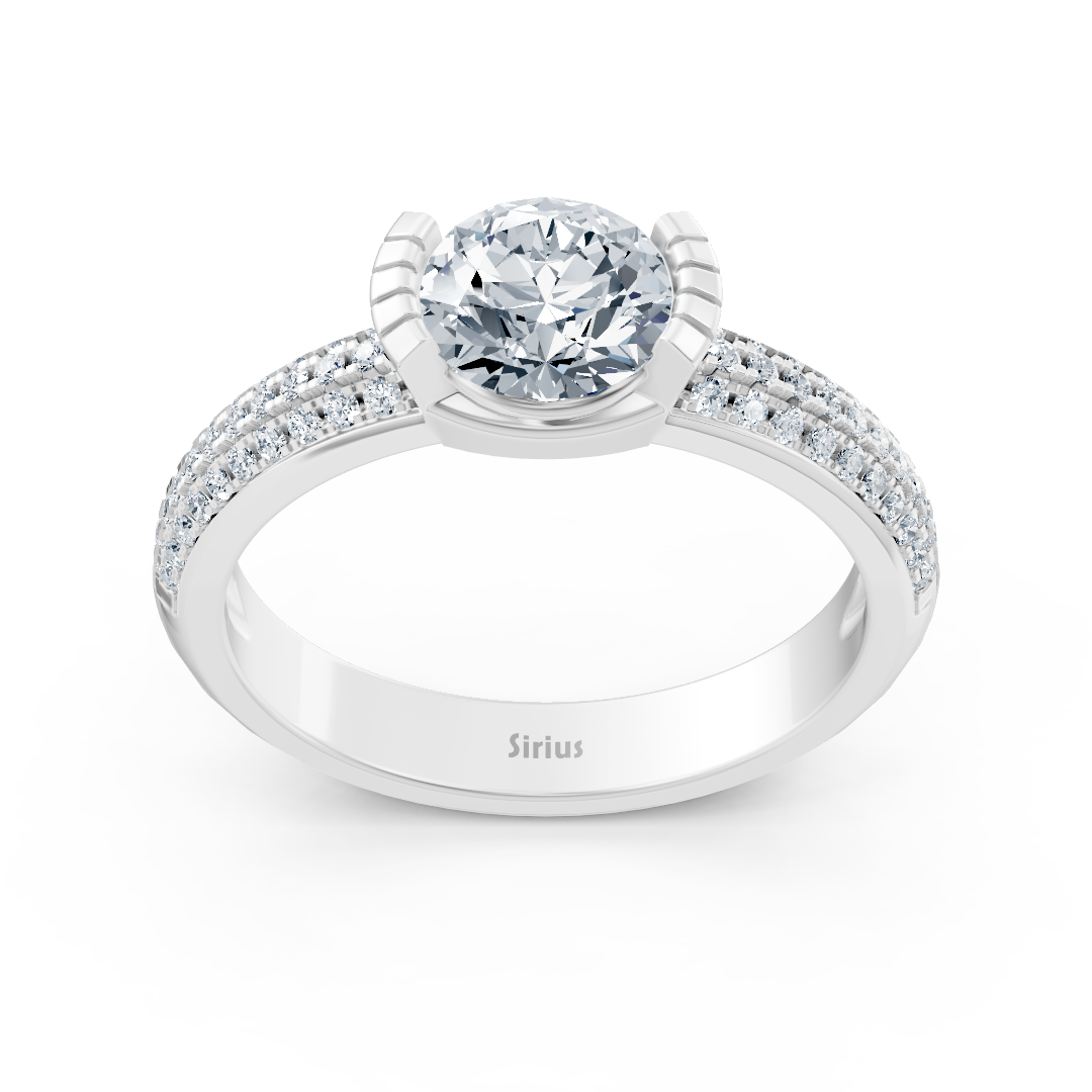 Modern solitaire diamond engagement ring in 14 carat white gold