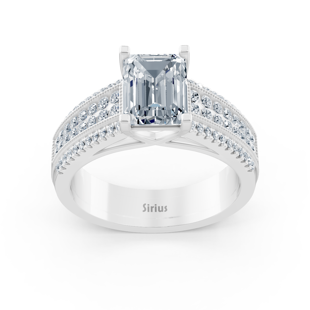 white gold octagon amethyst diamond engagement ring