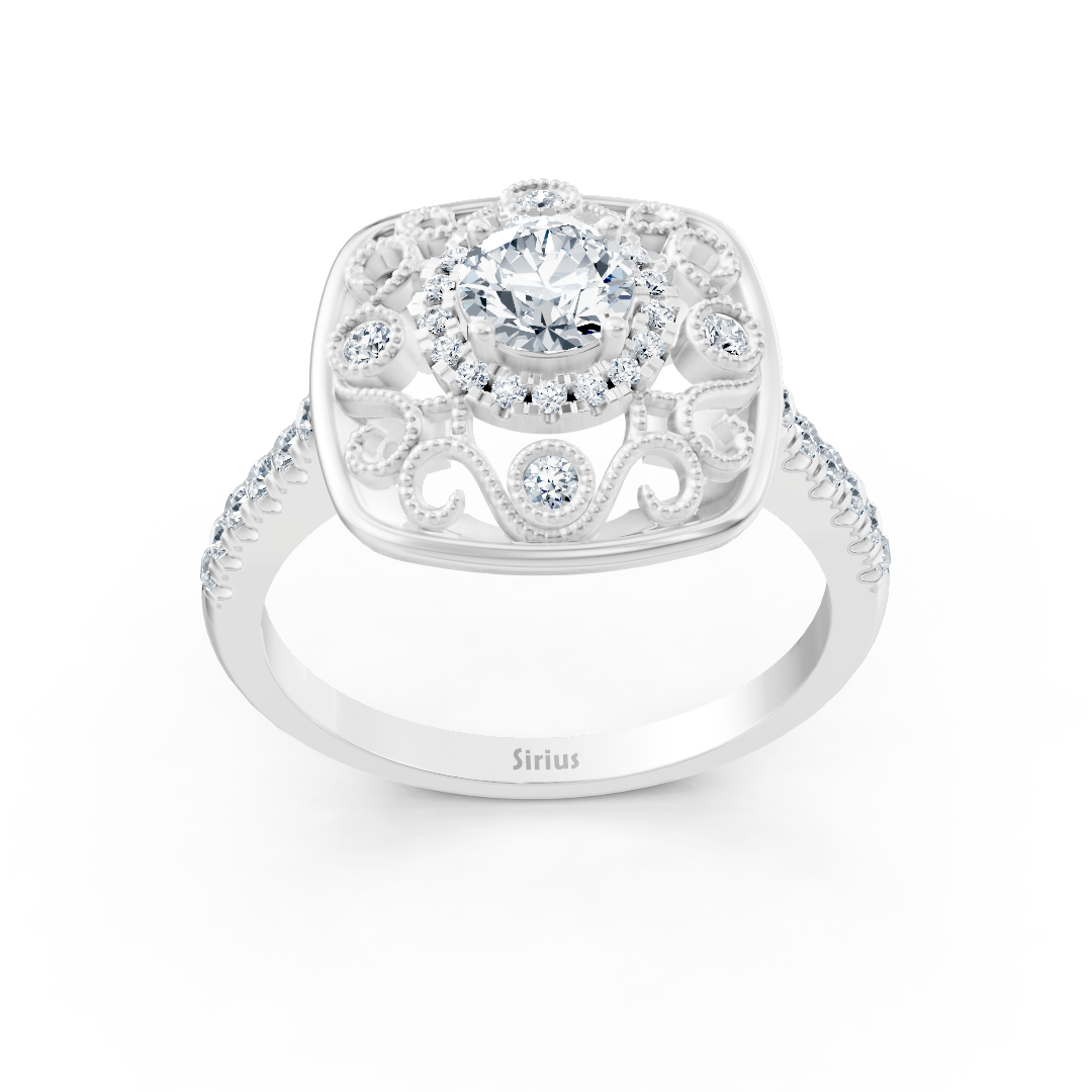 Extravaganter Weißgold Halo Diamant Cocktailring