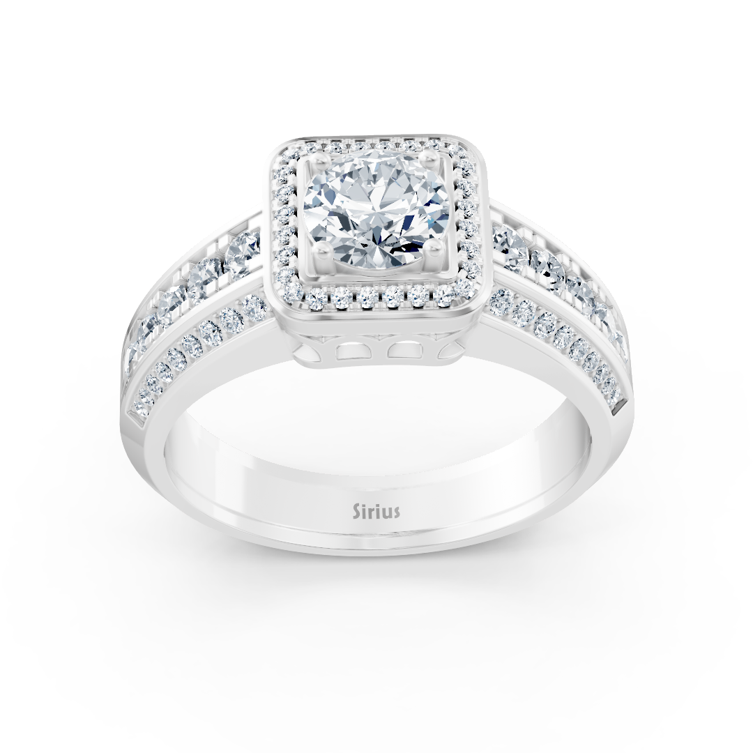 Bague en or blanc 14 carats avec diamant taille princesse de 1,41 carat