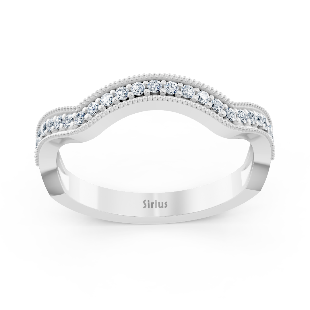 0.19 carat diamond curved wedding ring in white gold