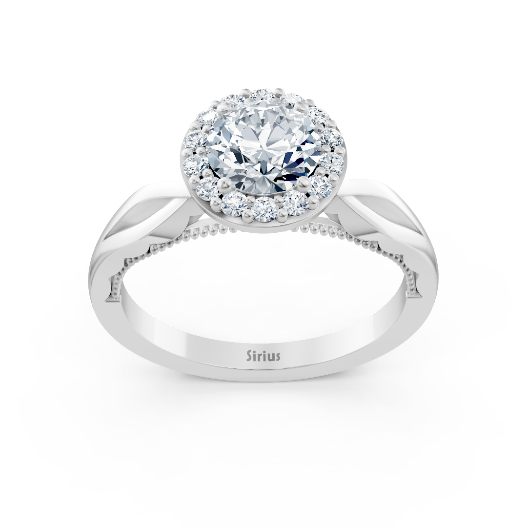 Bague de fiançailles en or blanc avec diamant solitaire halo de 1,00 carat