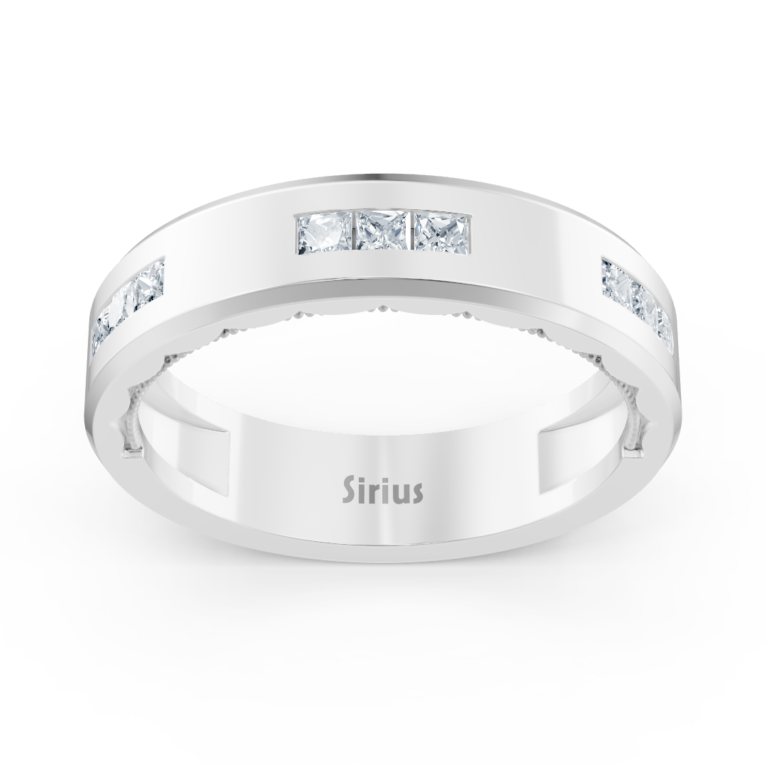 0.27 carat princess cut diamond band ring in white gold