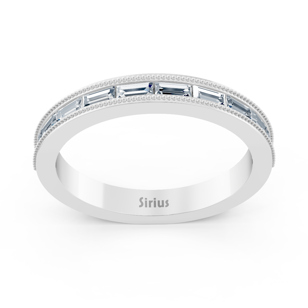 2.20 carat baguette cut moissanite half eternity ring in white gold