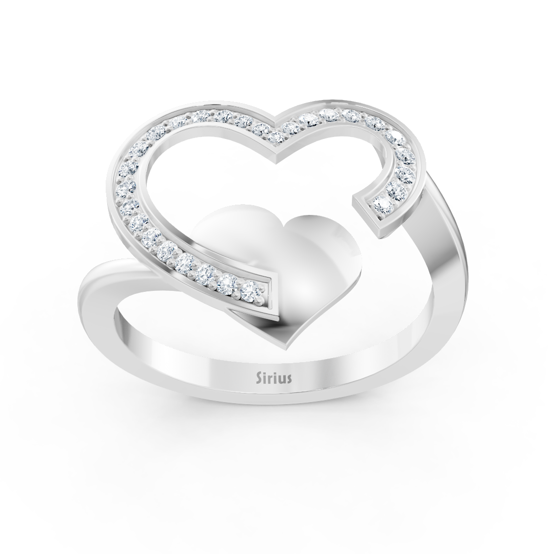 Loving heart diamond ring in white gold with pavé setting