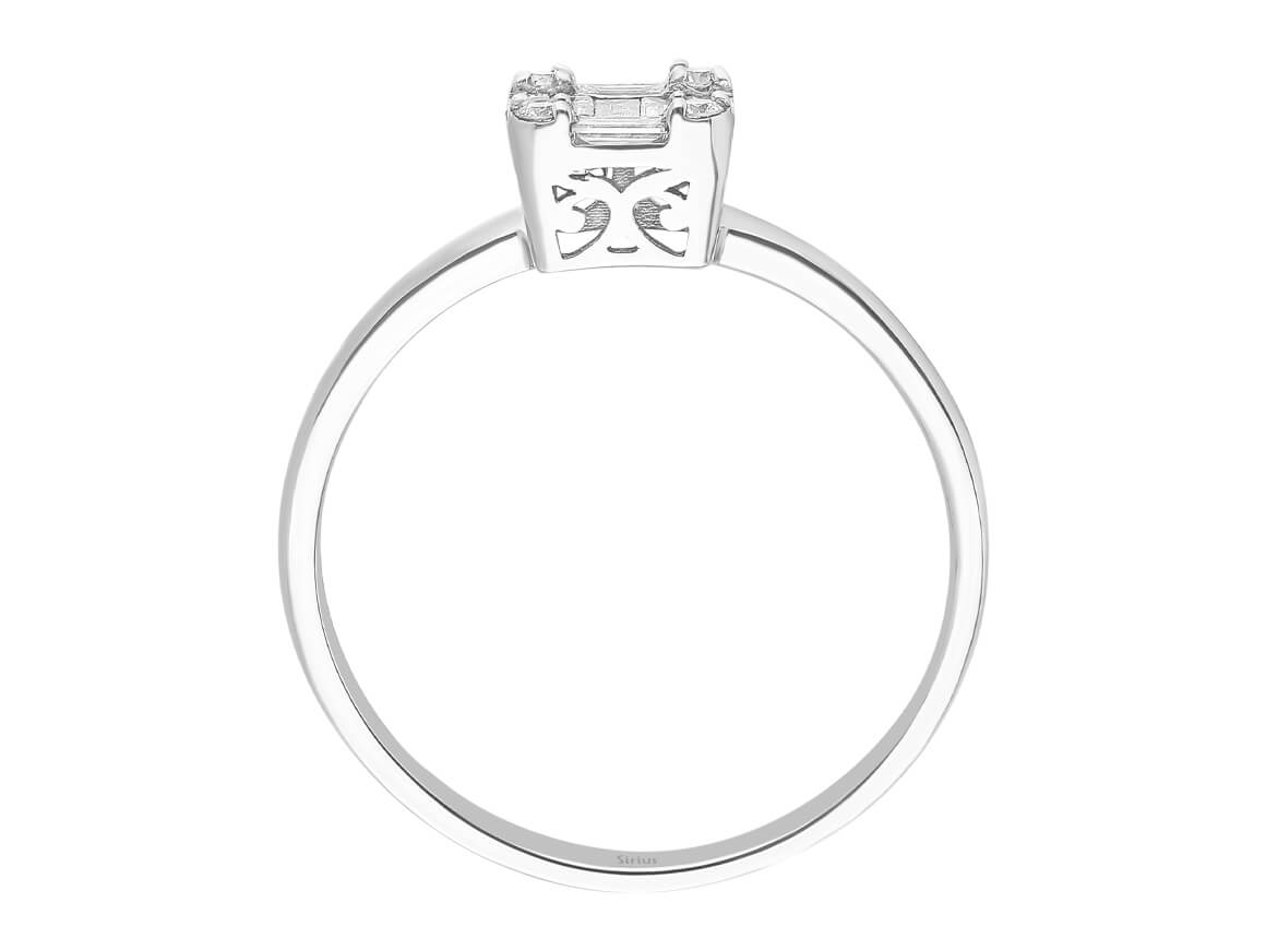 Birgie Quadratischer Diamantring mit Baguette- und runden Diamanten (0,22 Karat)