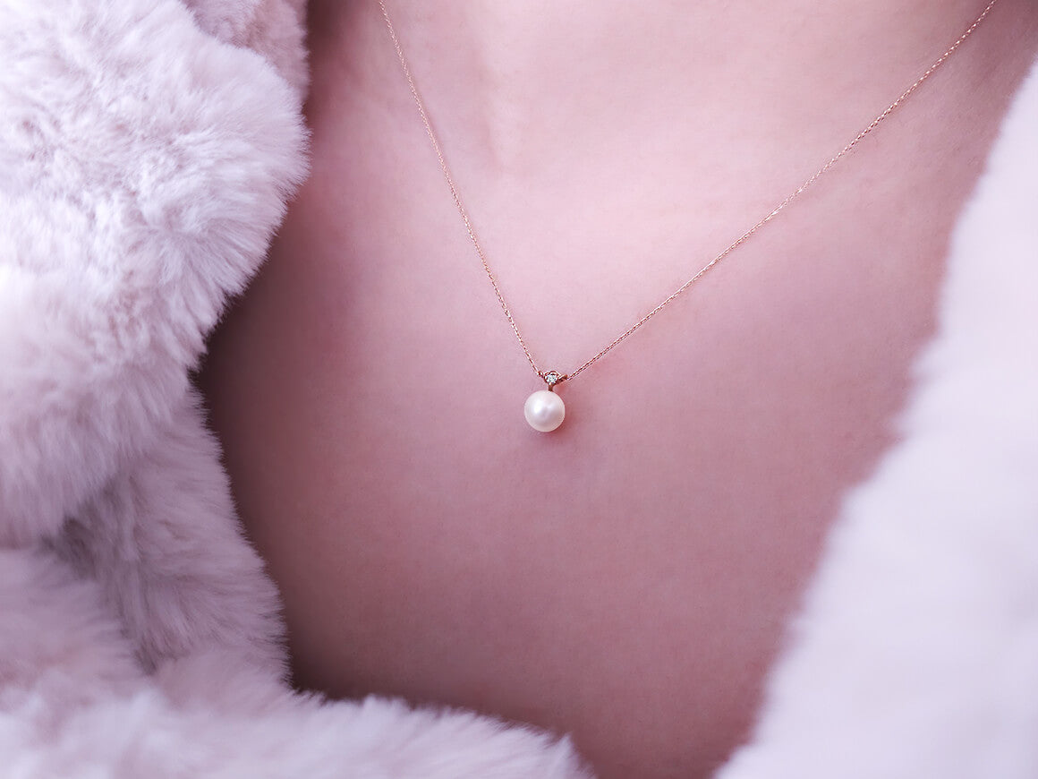 Birgie 0.02 Karat Diamant- und 2.90 Karat Perlenhalskette