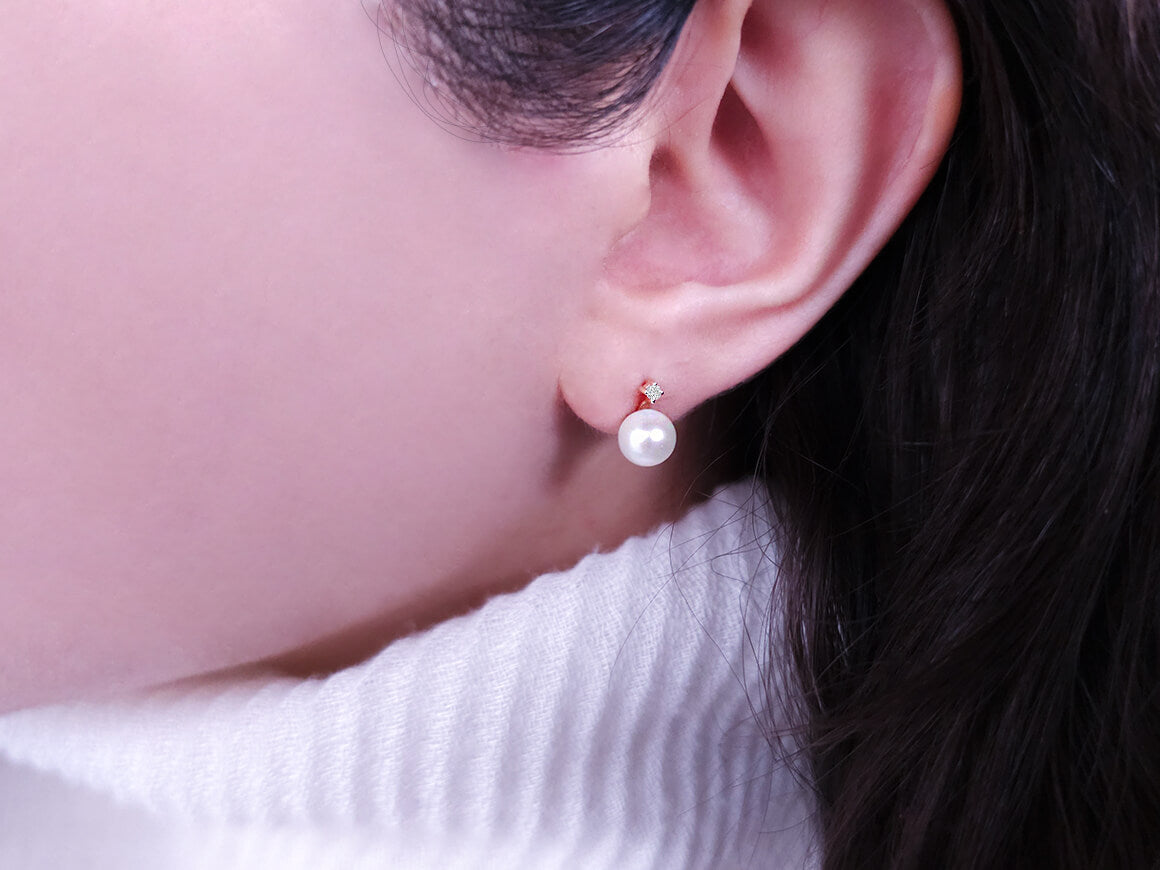 Birgie 0.03 Karat Diamant- und 3.90 Karat Perlenohrringe