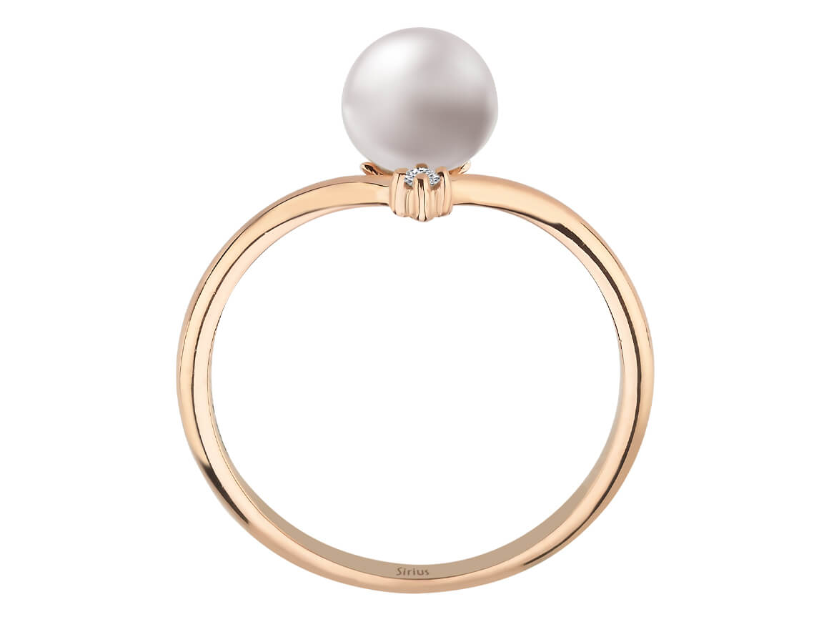 Birgie 0.02 Karat Diamant- und 1.90 Karat Perlenring