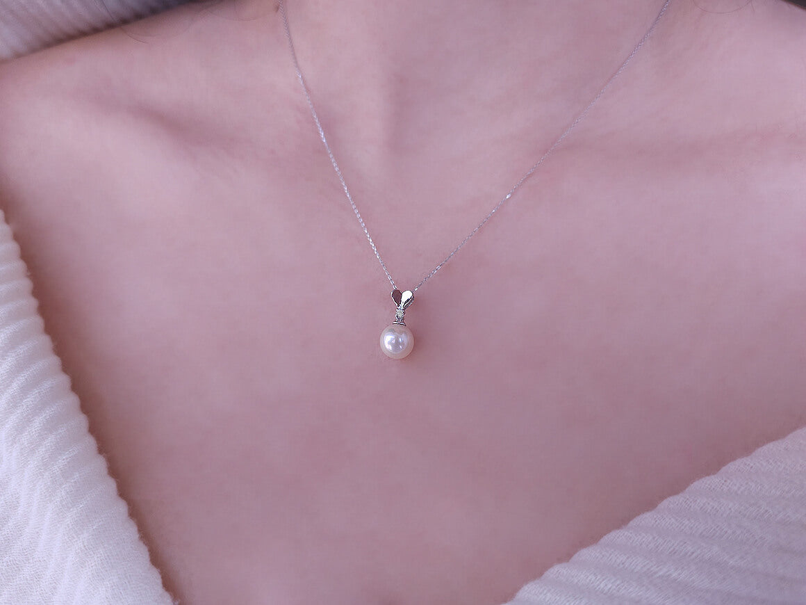 Birgie Diamant & Perle Herz Kette - 0,01 Karat