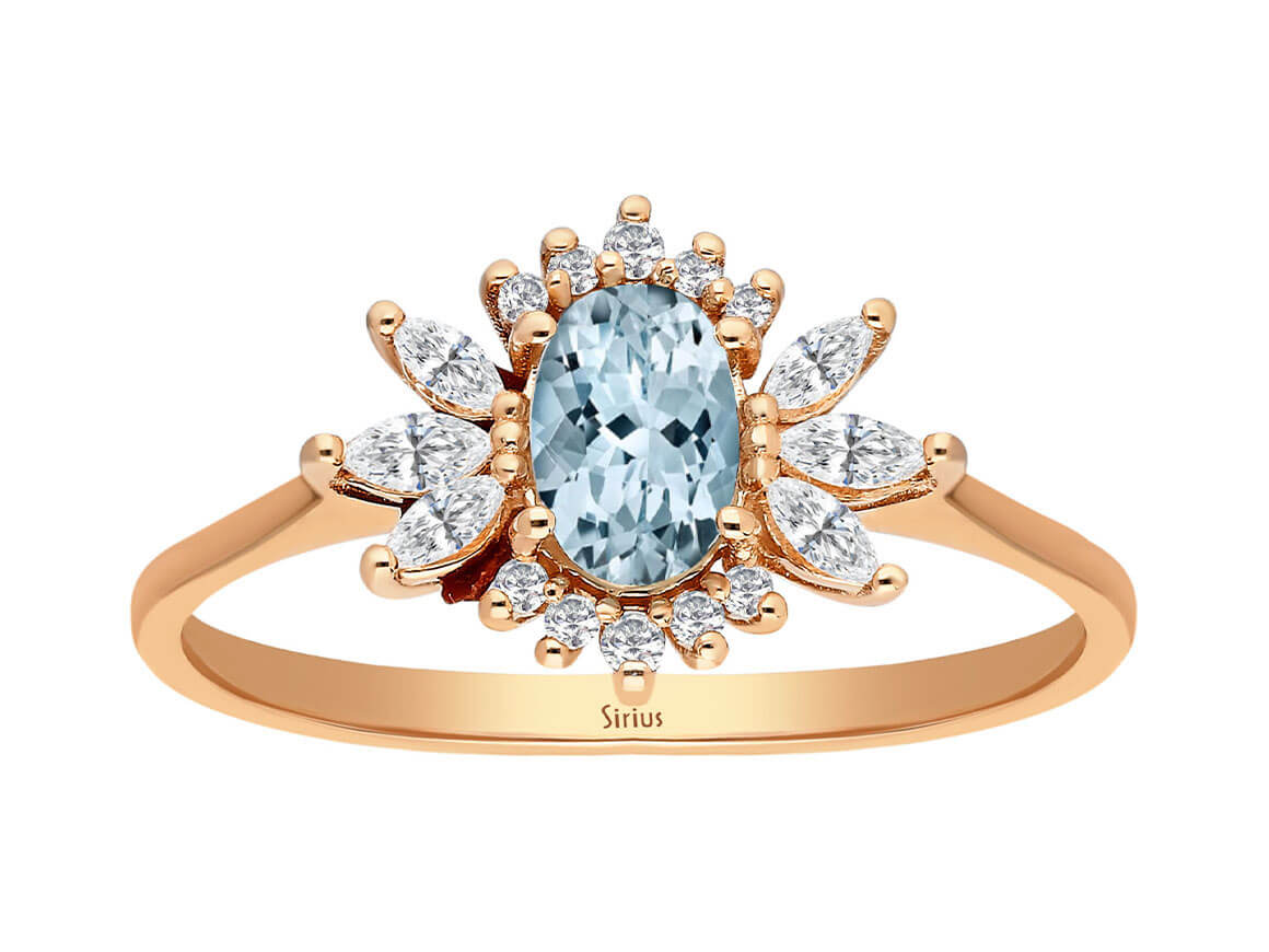 Birgie Ring mit London Blauem Topas und Marquise-Diamanten