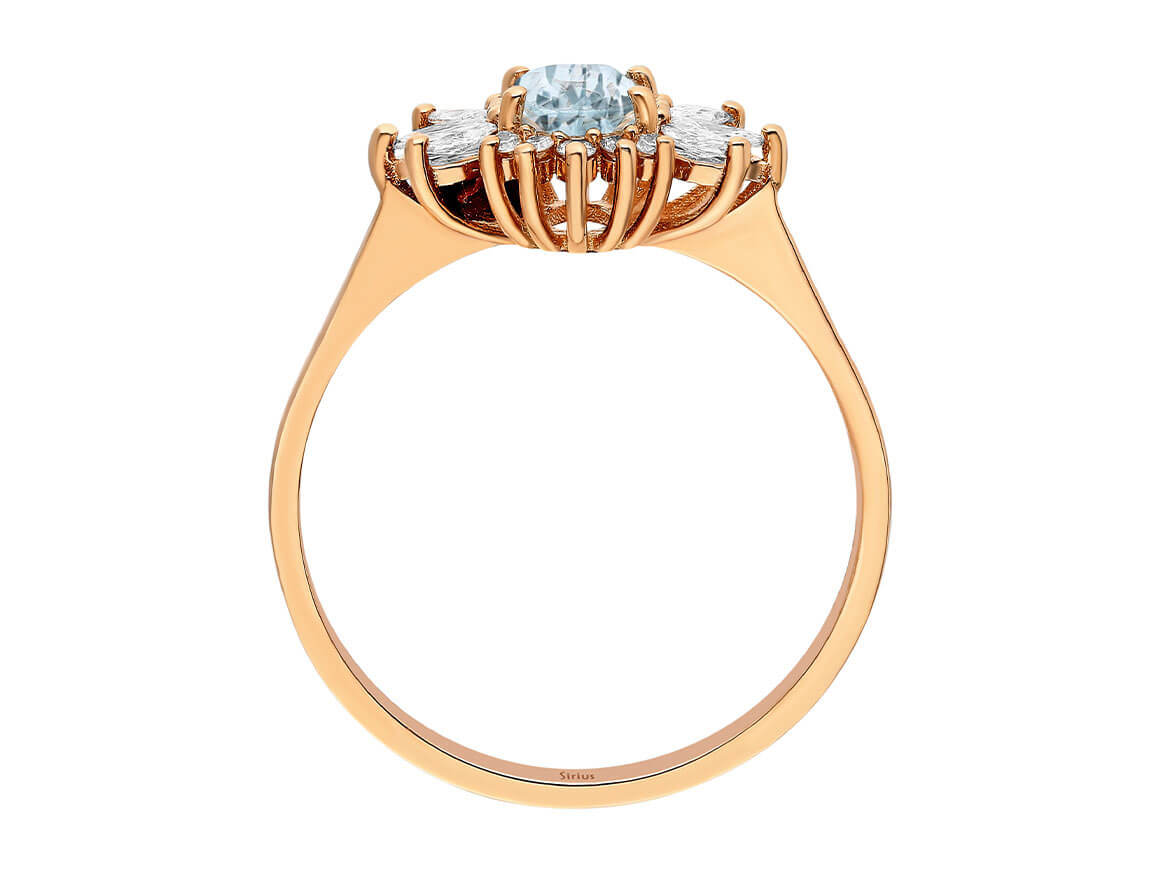 Birgie Ring mit London Blauem Topas und Marquise-Diamanten