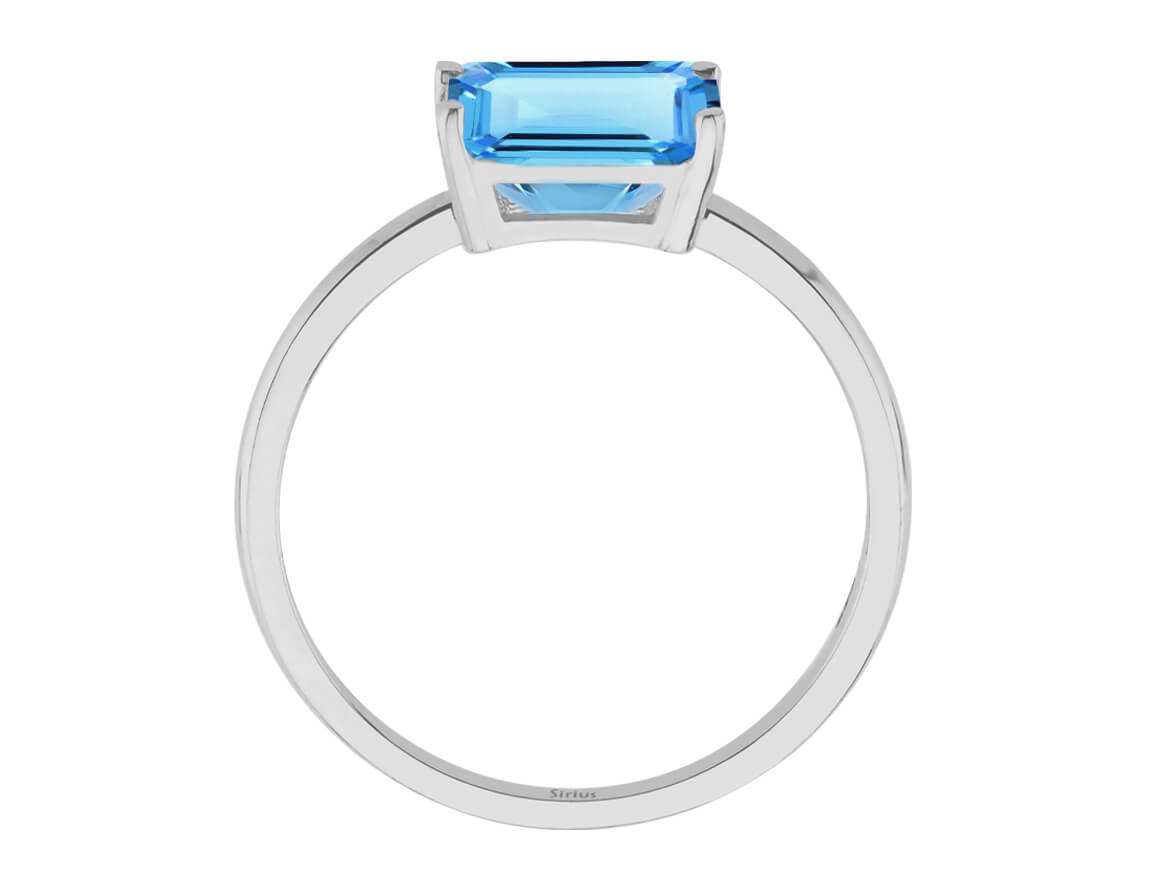 Birgie 2.40 Karat Blautopas Solitär Ring aus 14K Weißgold