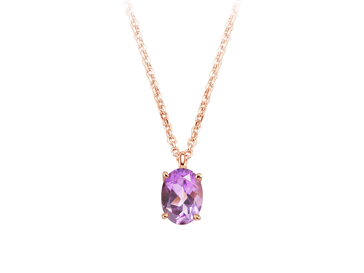Birgie Ametist Halskette 1,00 Karat Ovalschliff 8 Karat Gold