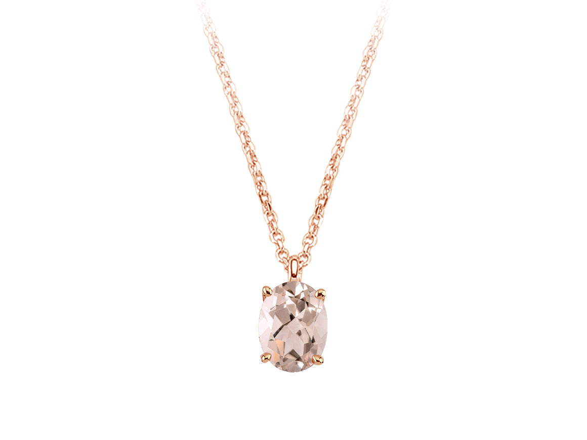 Birgie Morganit Halskette 1,00 Karat Ovalschliff 8 Karat Gold