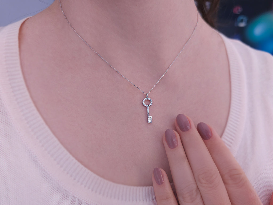 Birgie 14K Weißgold Schlüsselanhänger mit 0,27 Karat Diamanten