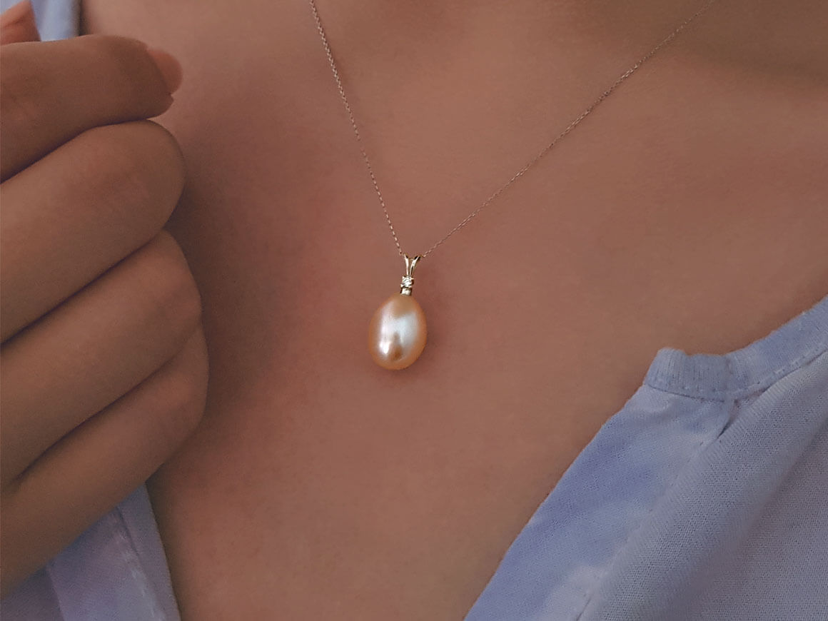 Birgie Diamant & Perle Tropfen Kette - 0,02 Karat