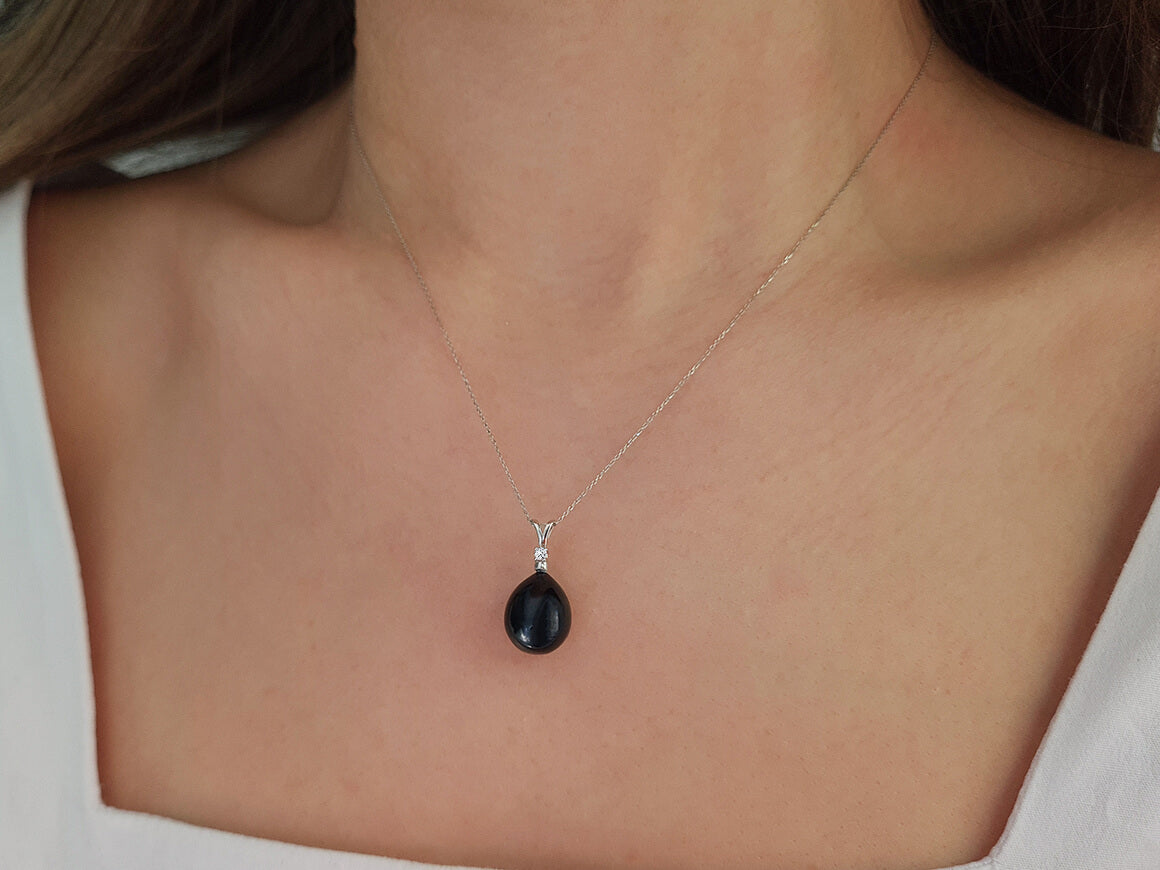 Birgie Diamant & Perle Tropfen Kette - 0,02 Karat