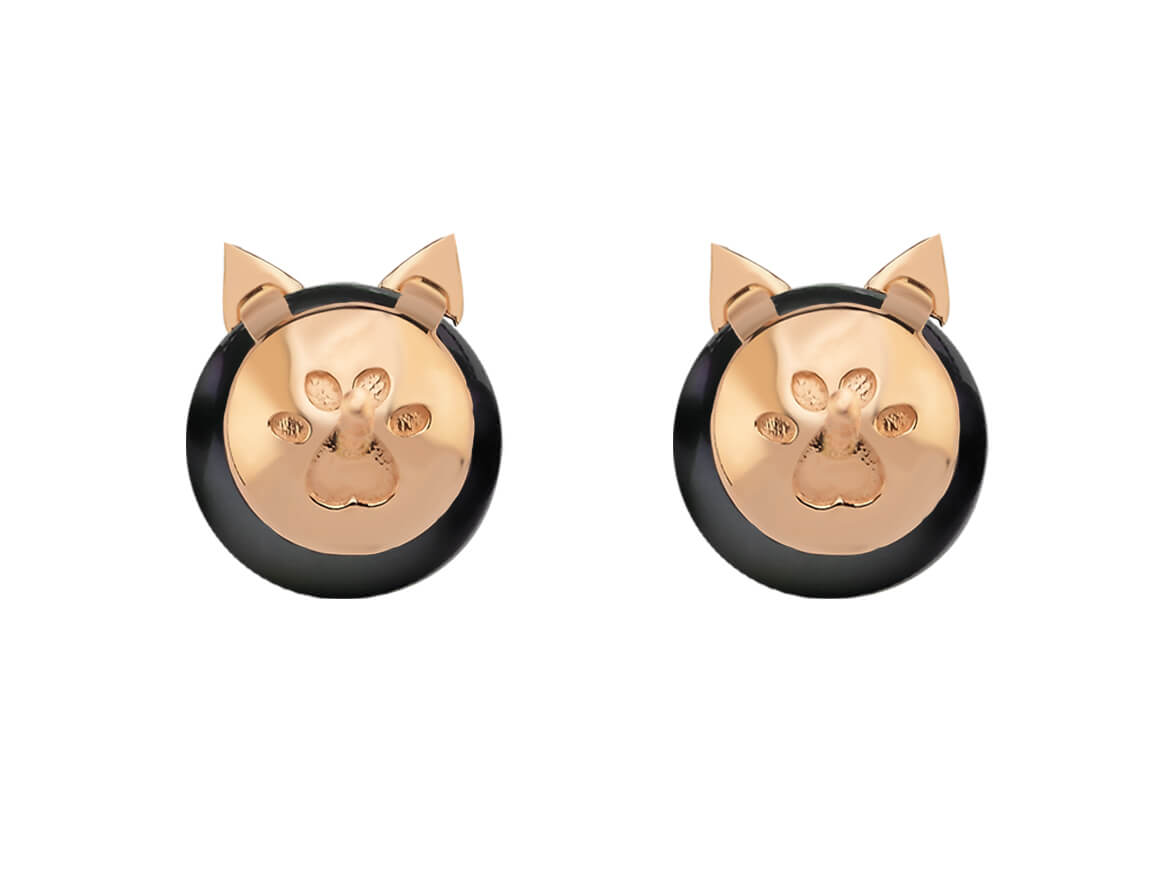 Birgie 8K Roségold Ohrringe mit Diamanten und schwarzen Perlen