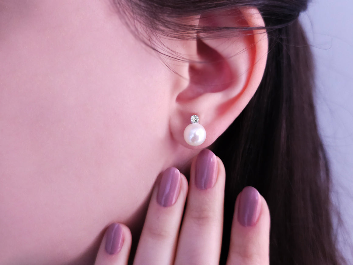 Birgie 18K Weißgold Ohrringe mit Diamanten und Perlen