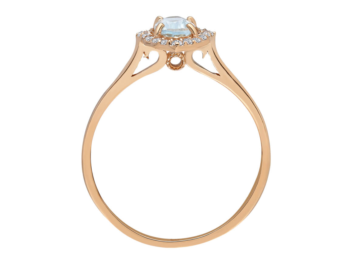 Birgie Ovaler Aquamarin mit Diamant-Halo-Ring