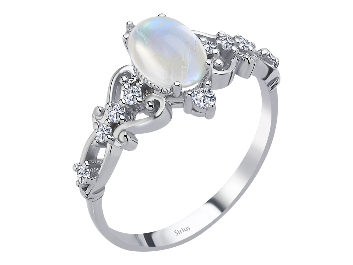 Birgie Diamant- und Mondstein-Cabochon-Ring