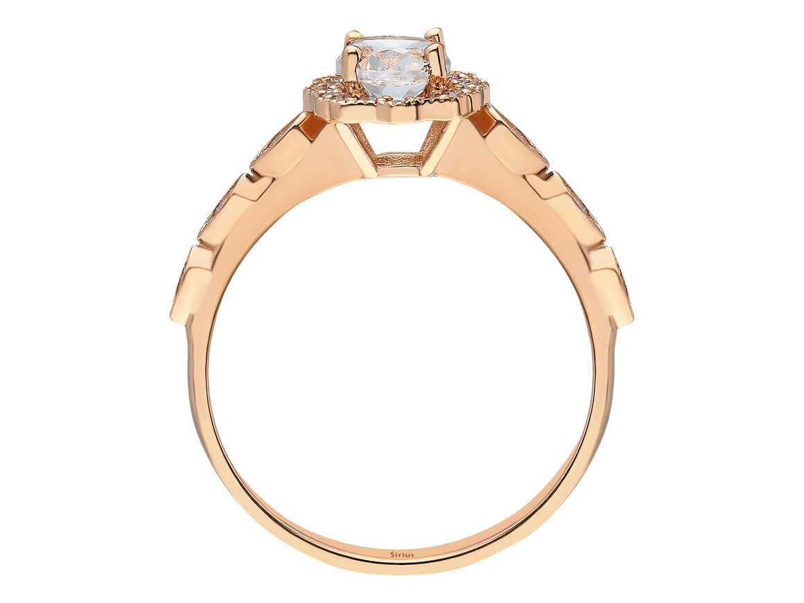 Birgie Diamant- und Weißsaphir-Halo-Ring
