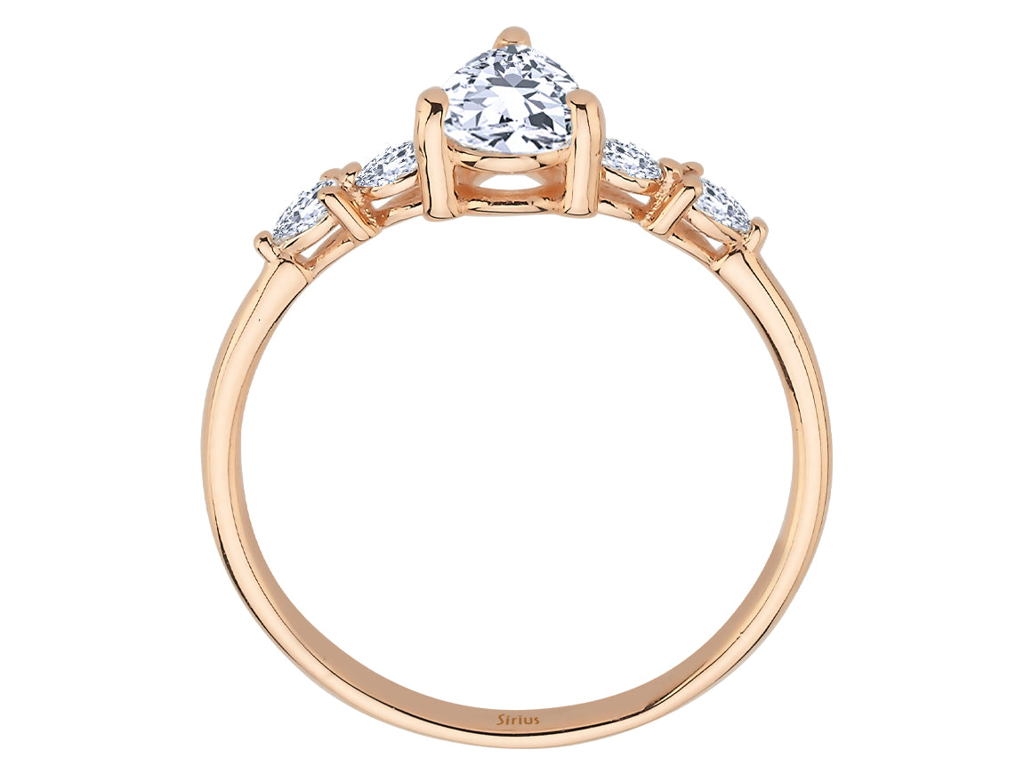 Birgie Diamant- und Weißtopas-Ring im Tropfenschliff