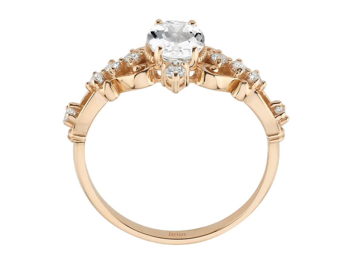 Birgie Diamant- und Weißtopas-Ring im Regina-Stil