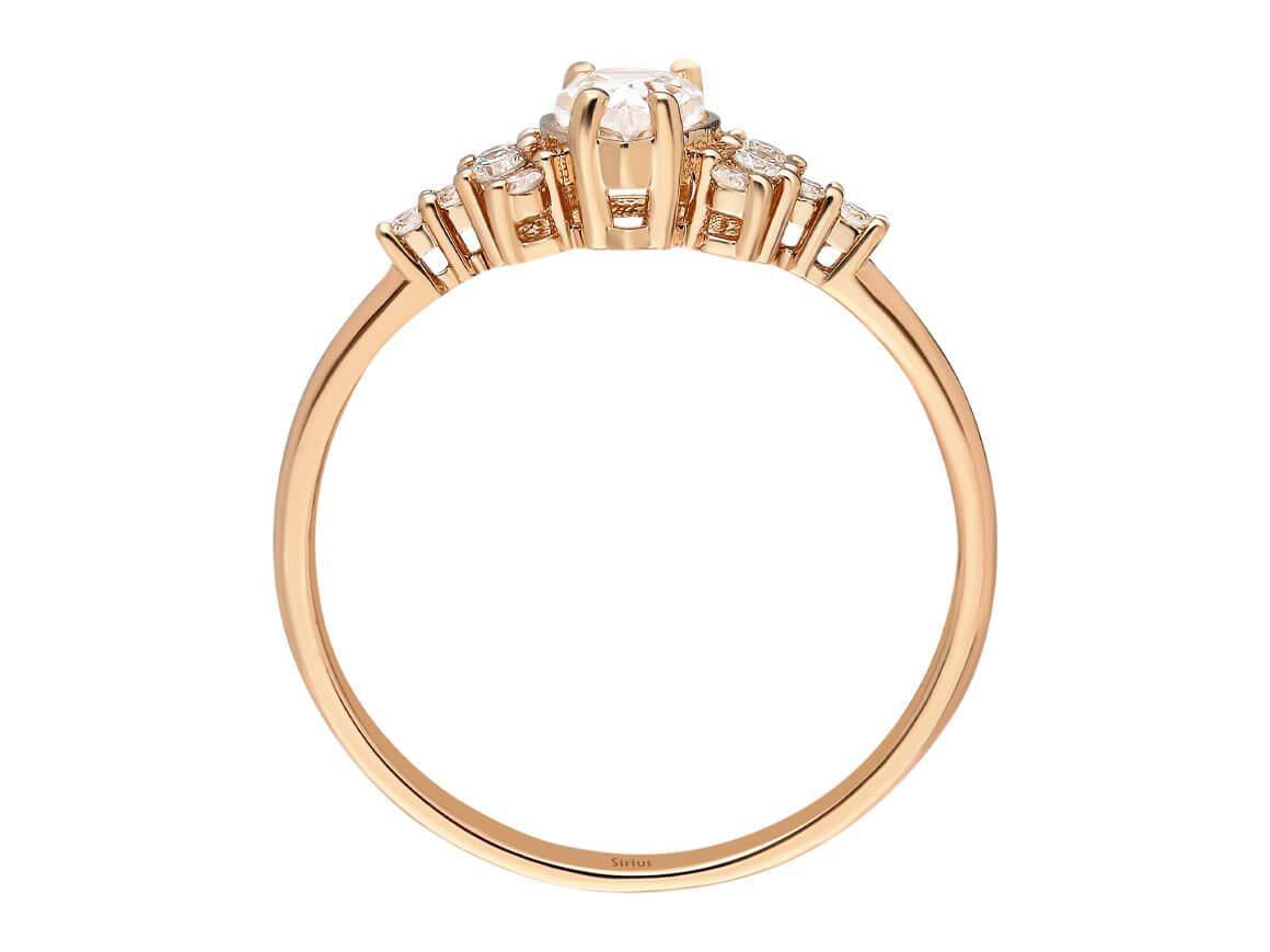 Birgie Tropfenförmiger Ring mit weißem Saphir und Diamanten