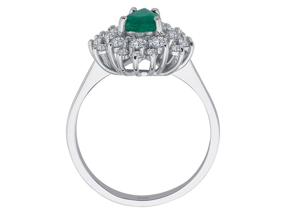 Birgie Diamant- und Smaragd-Tropfen-Ring
