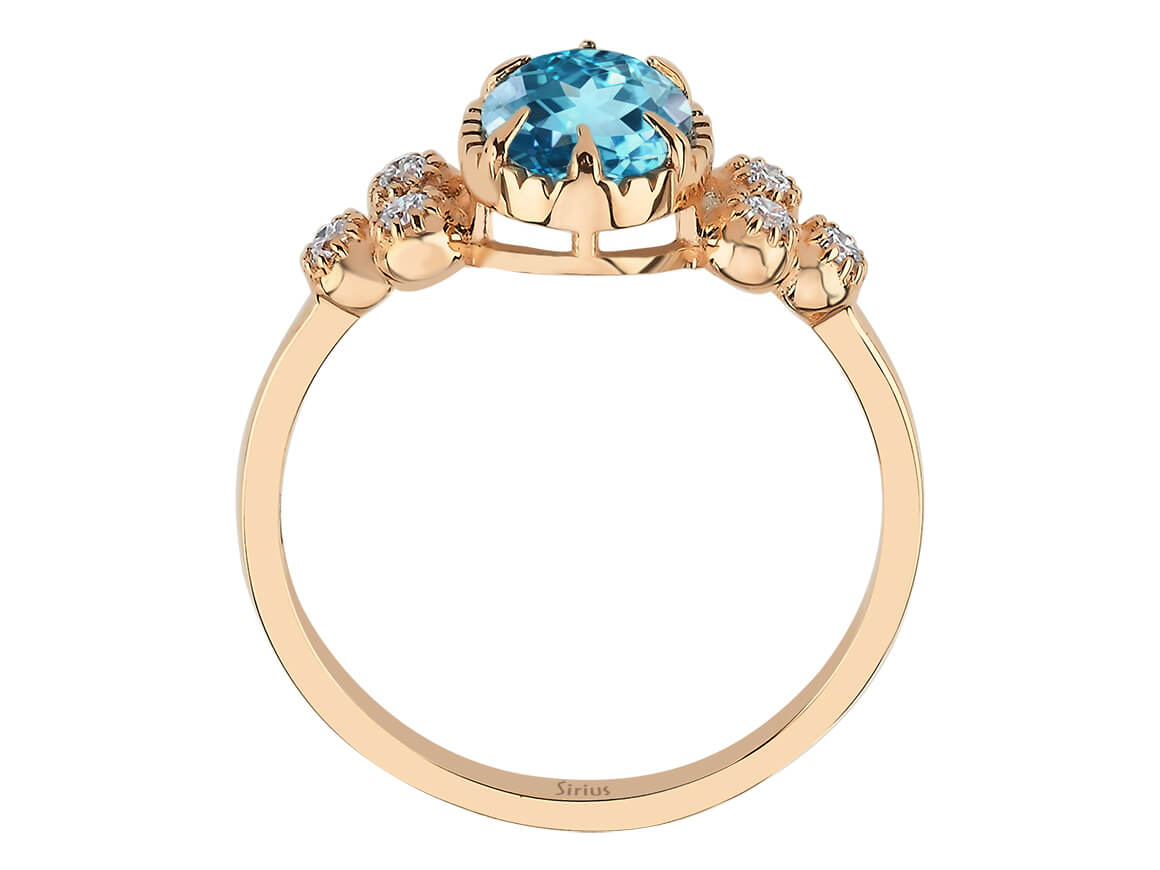 Birgie Diamant- und Blautopas-Ring im Marjatta-Stil