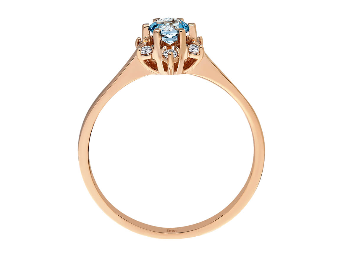 Birgie Diamant- und Blauer Topas-Blumenring