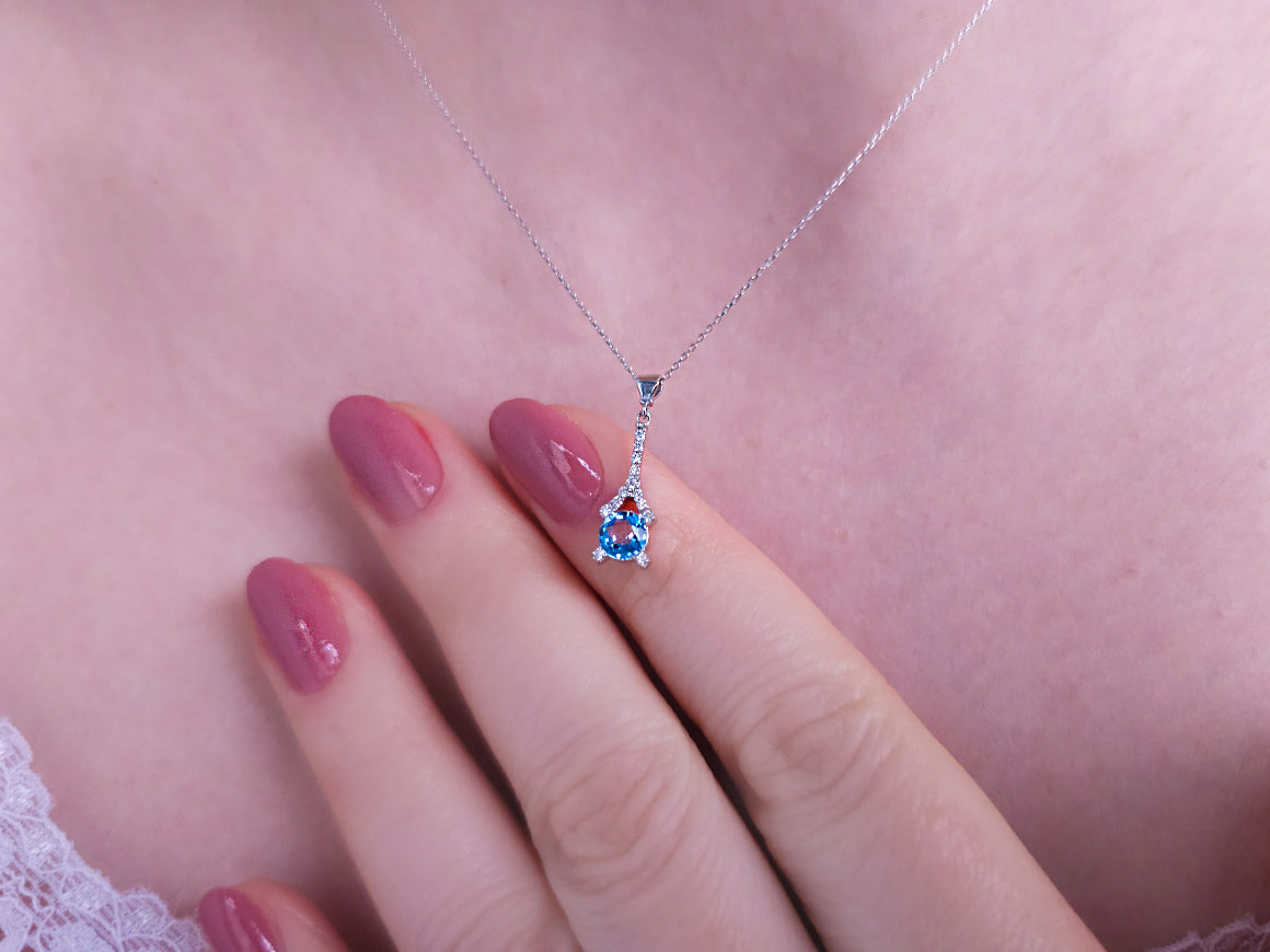 Birgie Diamant & Blauer Topas Halskette 14 Karat Gold