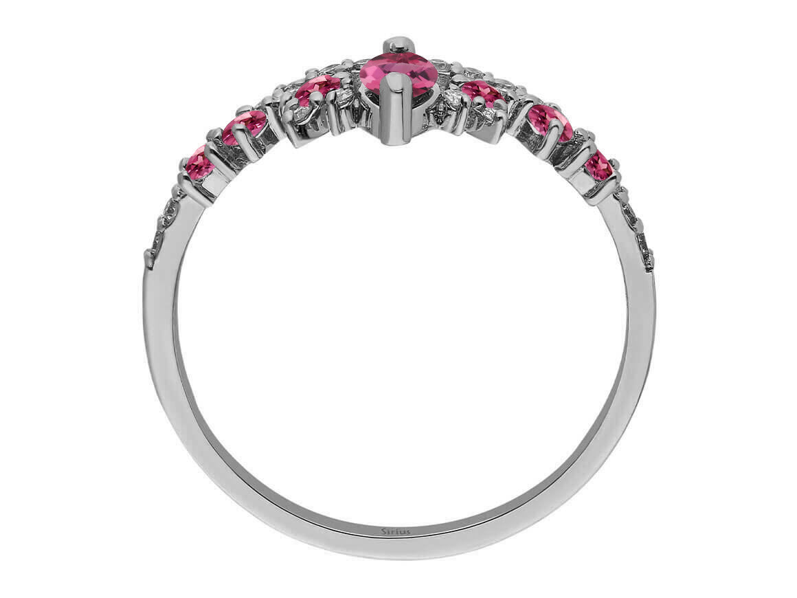 Birgie Diamant- und Rosa Turmalin-Ring im Diadem-Design