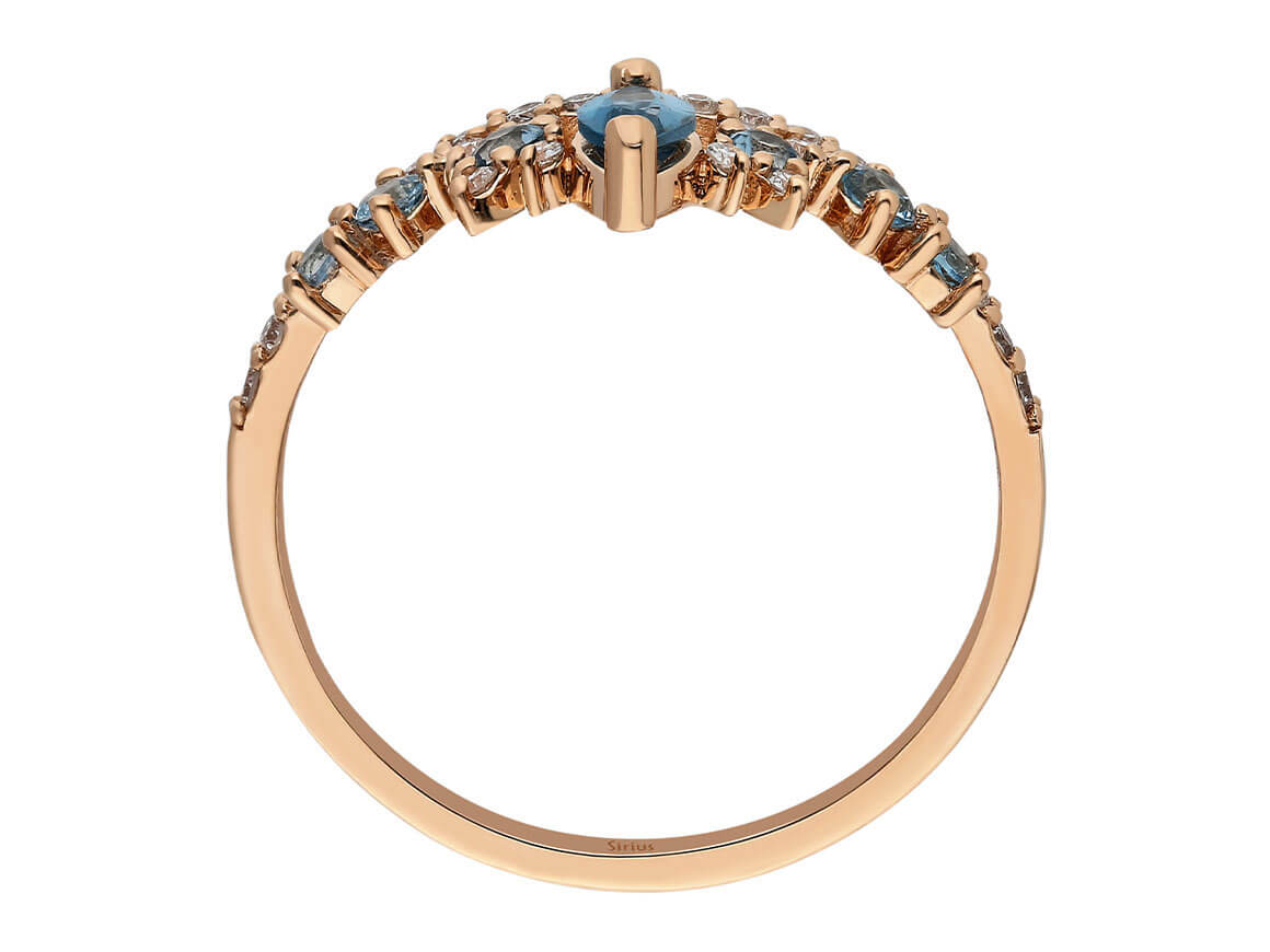 Birgie Kronenring mit Diamanten und blauem Topas
