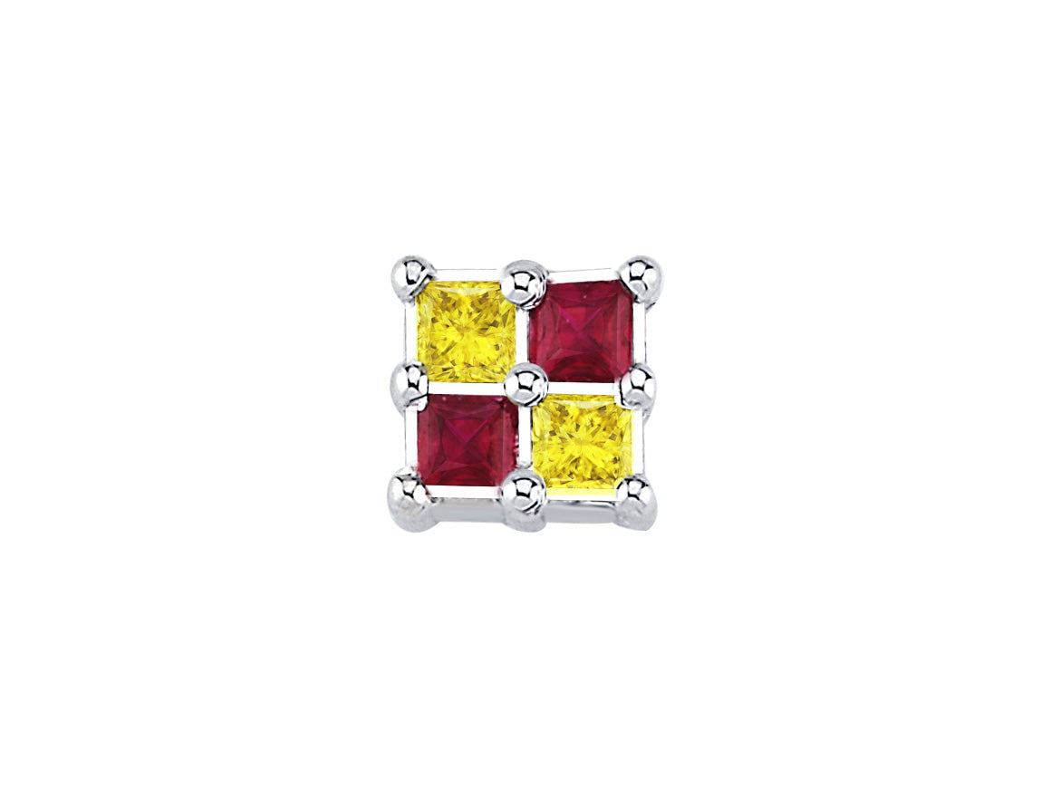 Birgie 14K Gelbgold Prinzessgeschliffene Diamant- und Rubin Ohrringe