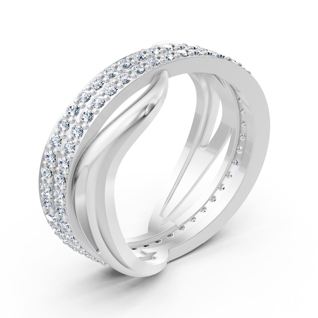 Bague diamant Birgie en or blanc 14 carats – 0,90 ct, sertie pavée