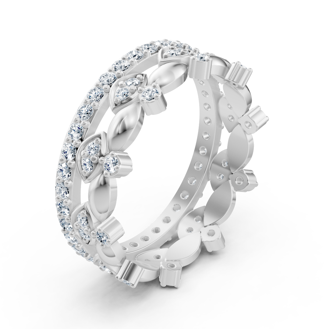 Bague d'éternité en or blanc 14 carats et diamants - Bague mémoire scintillante pour femme