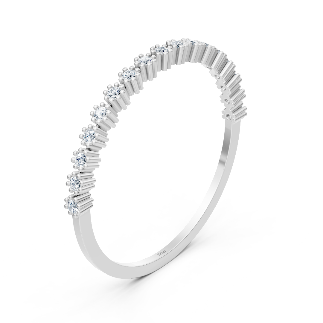 bague vague en or blanc et diamants