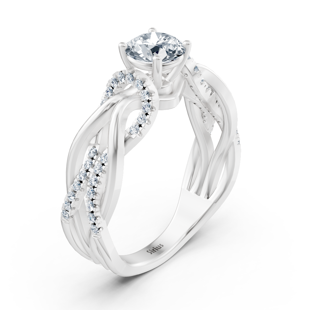 Bague de fiançailles en or blanc et diamants « Chemin entrelacé »