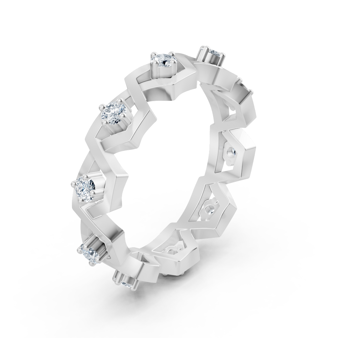 Bague exclusive en or blanc 14 carats avec diamants – serti griffes, 0,35 carat