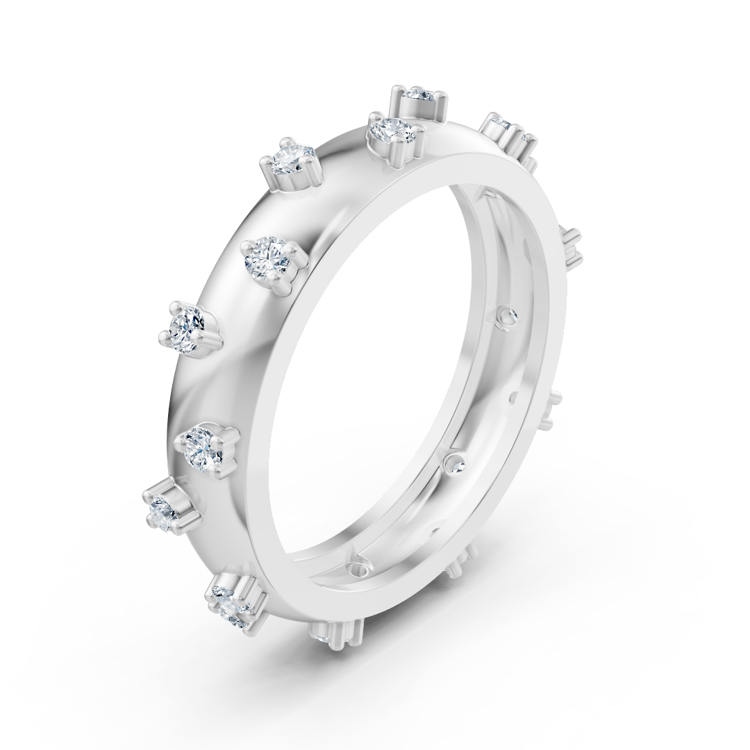 Bague élégante en or blanc 14 carats avec diamants – 0,252 carat