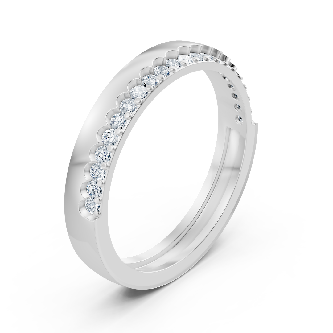 Bague élégante demi-éternité avec diamants en or blanc 14 carats
