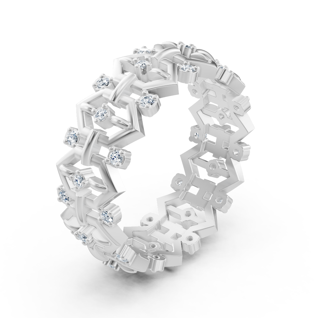 Bague en or blanc et diamants Birgie – design délicat avec diamants ronds