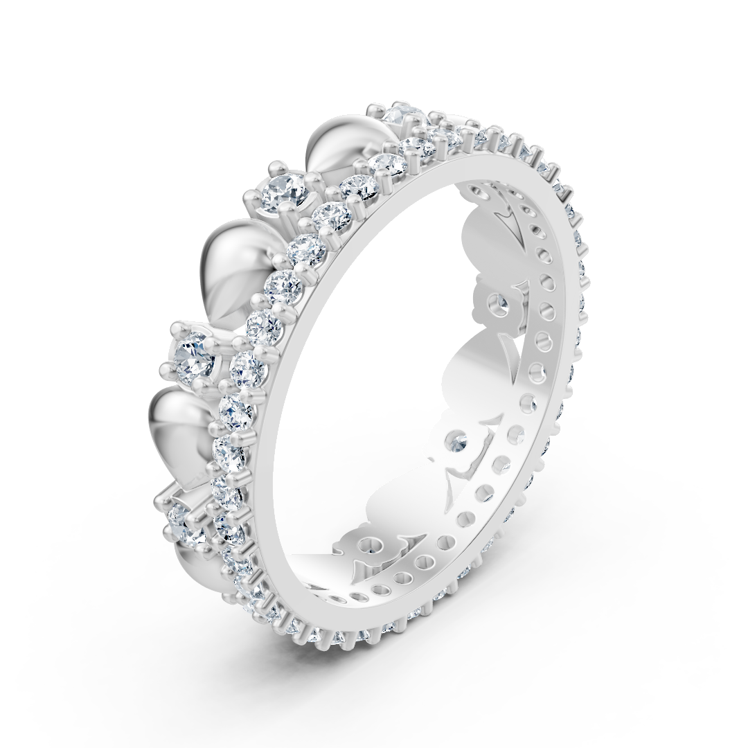 Bague d'éternité en diamant Birgie en or blanc 14 carats – Taille ronde, 2 mm et 1,5 mm